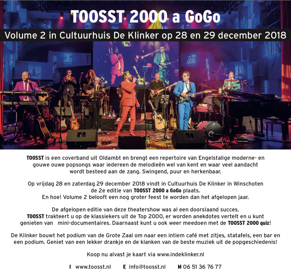 toosst's tweet photo. Be there! @indeklinker! #toosst #music #top2000 https://t.co/owTcHlGPJv