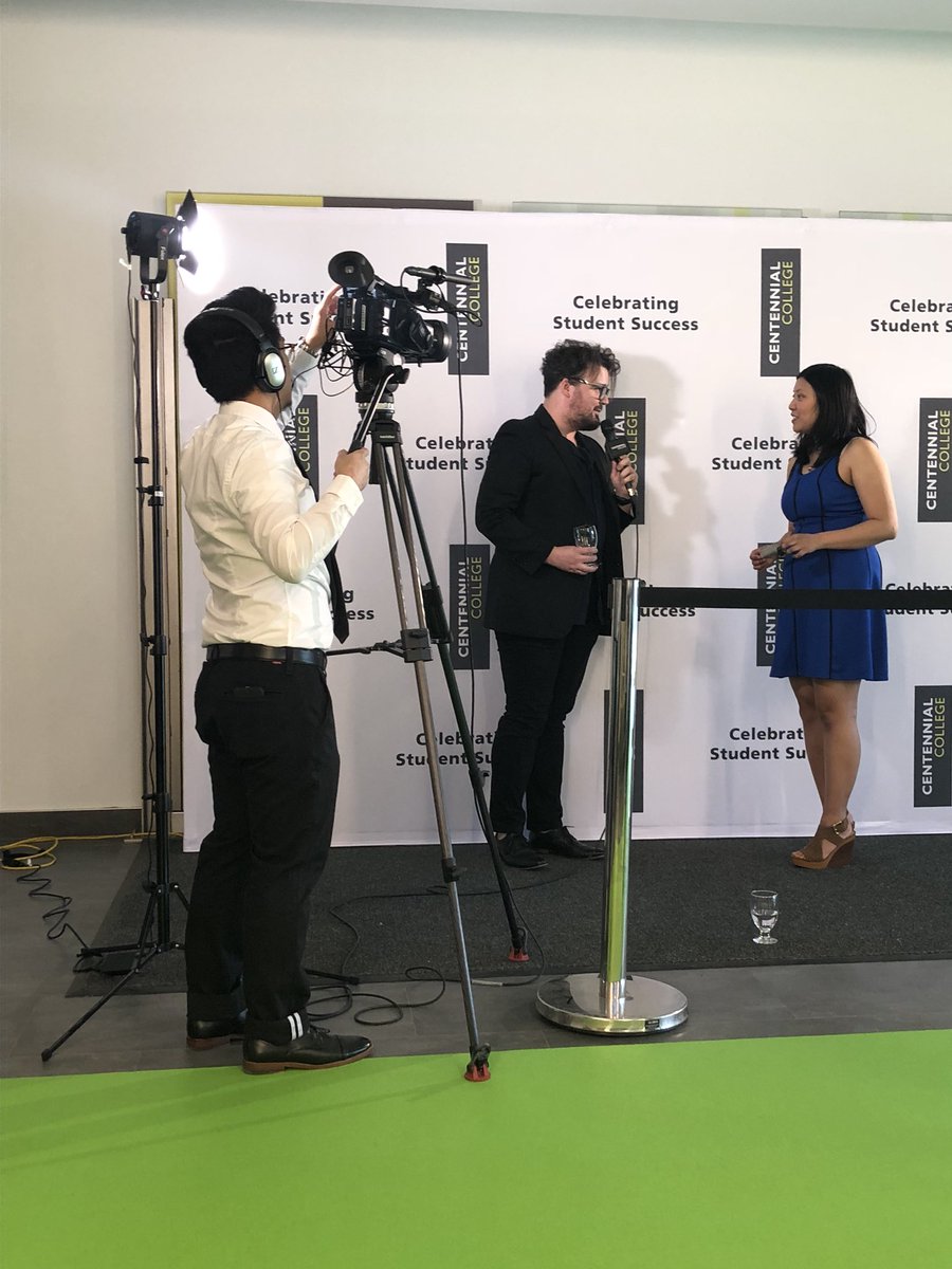 One minute of fame rehearsal at Centennial PAC recognition event. Thanks to our amazing Journalism &amp; Broadcast students @CentennialEdu