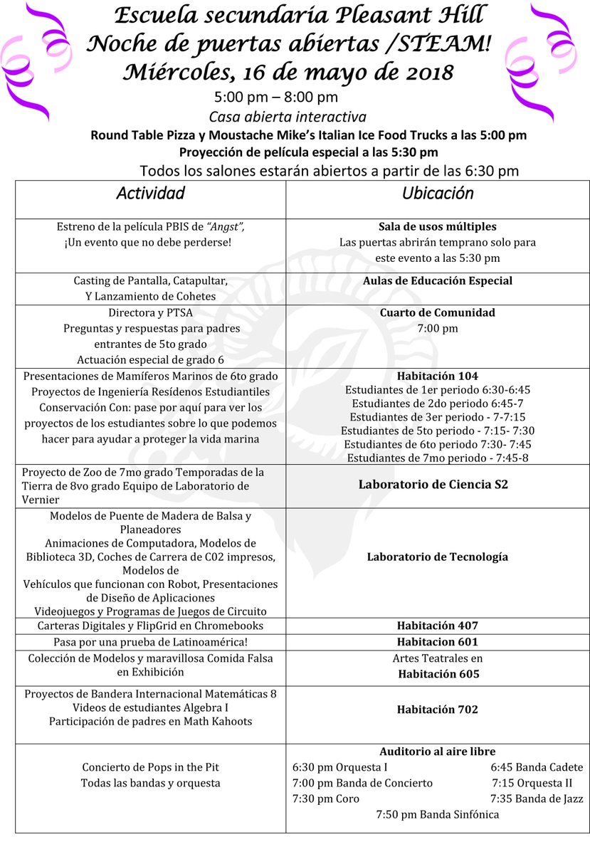 PLHMSYB's tweet image. Open house is going to be fabulous! Come early for pizza, italian ice and a movie, then tour your student&apos;s classrooms all while enjoying the music of our students. 5th graders come on over and check it out too! @PHill_Rams @DanRollPHMS @PleasHillMusic @strandwoodel @PHEdinos