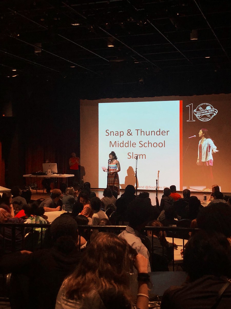 CMTempoweringed's tweet photo. We loved hearing such powerful and brave stories this morning at the @SouthernWord  Snap and Thunder Middle School Slam! #storiesthatbend https://t.co/QXvyGY8aoS