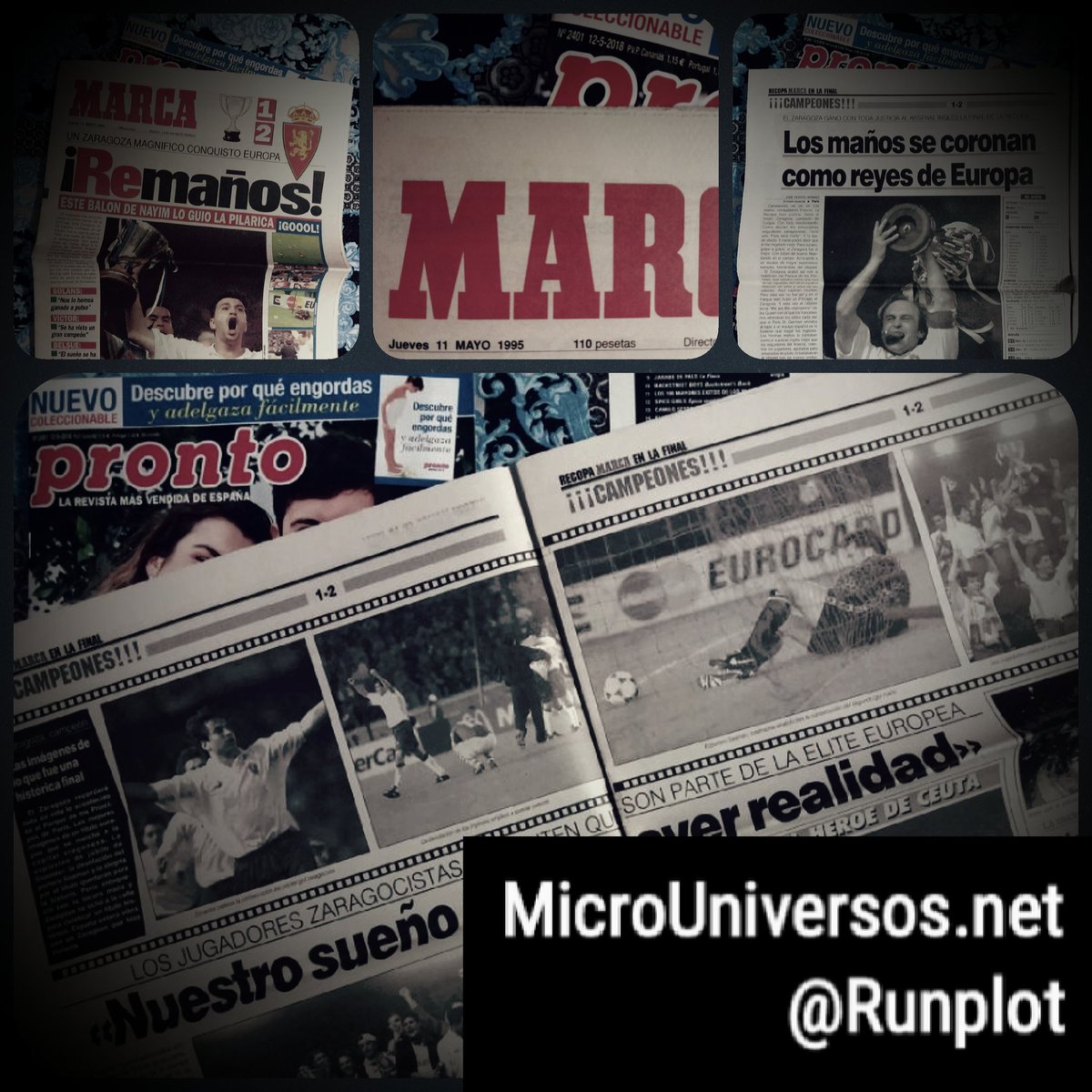 Runplot's tweet photo. @RealZaragoza @maanayim Grandes recuerdos de aquel día, viendo el partido y celebrando el resultado con mi querido padre!!!
Conservo el periódico del 11 de mayo de 1995 con gran cariño!!!
Para verificar he puesto también una revista de esta semana 😉
#RecopaRZ #Nostalgia #90s #Retro https://t.co/gvVSkfUmvH