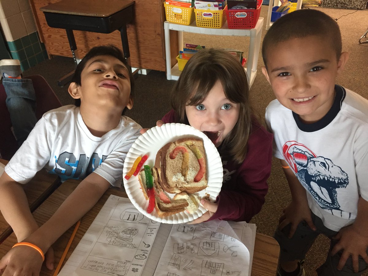 TroupClassSSP's tweet photo. Students made imprint fossils using bread & gummy worms. The bread served as our layers of sediment, covering the animal bones (gummy worms). Heavy books were added as pressure on top of the layers, to try to replicate what occurs in nature.
#tryeverythingkec #ssppride https://t.co/XgqkWOzmuD