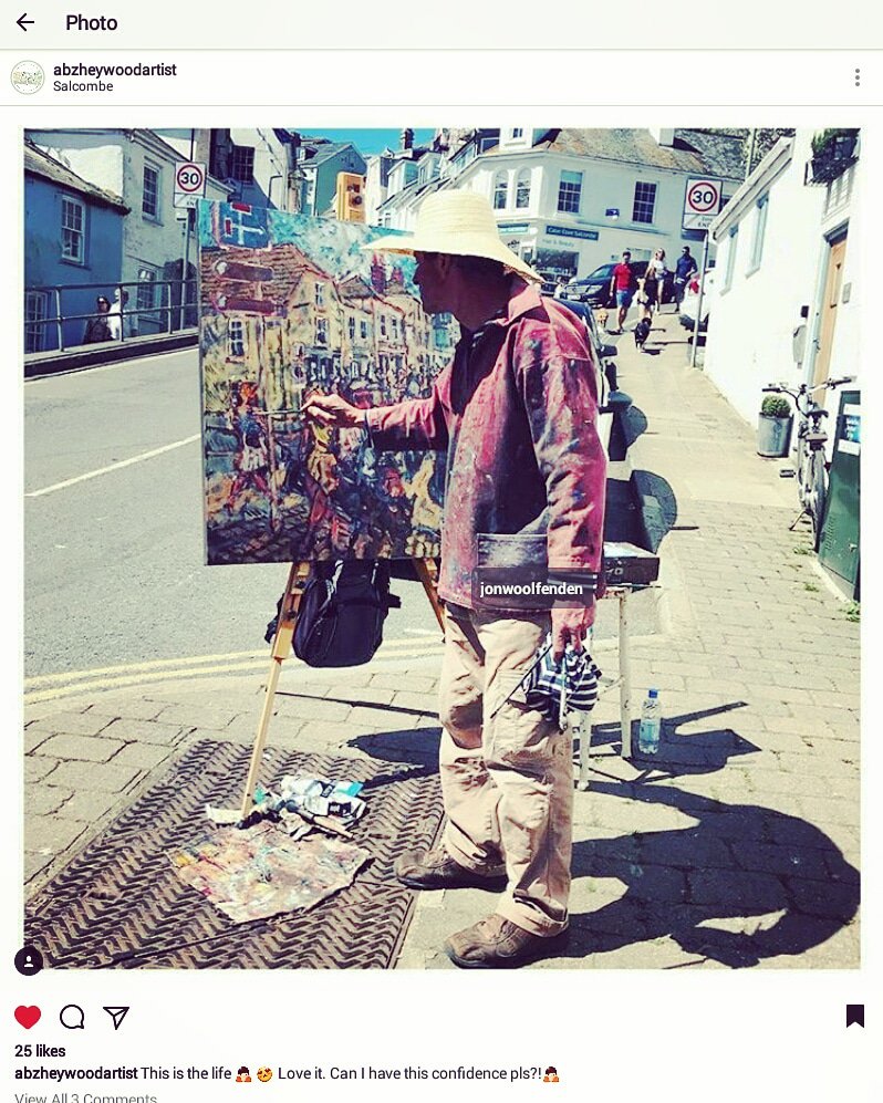 TanyaBedford's tweet photo. Catch this local artist on your street today! #thankssalcombe #SailmakerArtStudios https://t.co/pcFc3Me6JJ