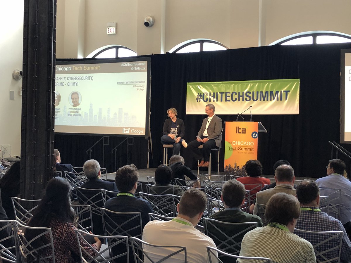 ITAbuzz's tweet photo. Two #cybersecurity experts, Amanda, Chief Security Officer from @RelativityHQ and Peter from @ptapr defining #security as it is today #chitechsummit https://t.co/G7cOoA6RCv