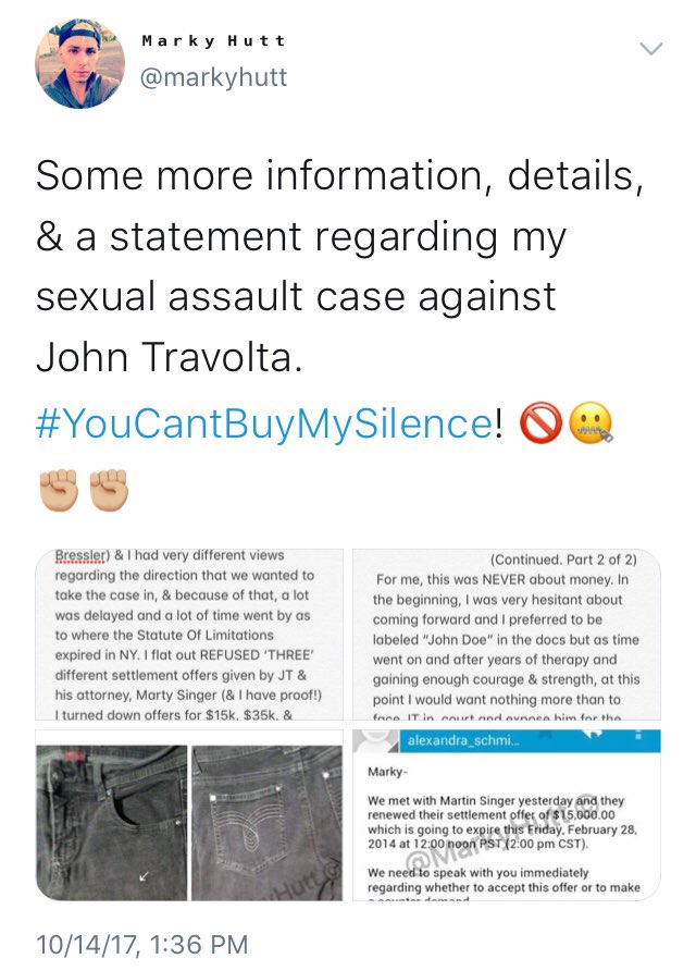 MarkyARCHIVE's tweet photo. Anyone who does business with #JohnTravolta is complicit & just as guilty for defending & enabling a sexual predator.
@Cannes Film Fest
@Mitch__Lowe (@MoviePass)
#RandallEmmett (@EFO_Films)
@TheHighlandFilm
#MichaelFiore (@M_Fiore_Films)
@MrKevinConnolly
#BoycottGotti🚫 #MenToo https://t.co/I9r2AKbd3T