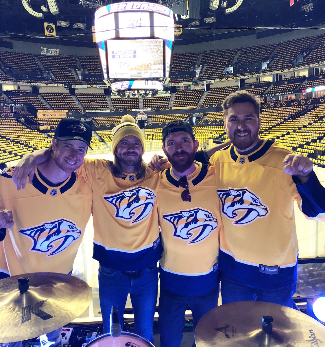 MoonTaxi's tweet photo. Introducing your game 7 house band. #Smashville #GoodAsGold #Predsin7 @PredsNHL https://t.co/tkSAUSL0mB
