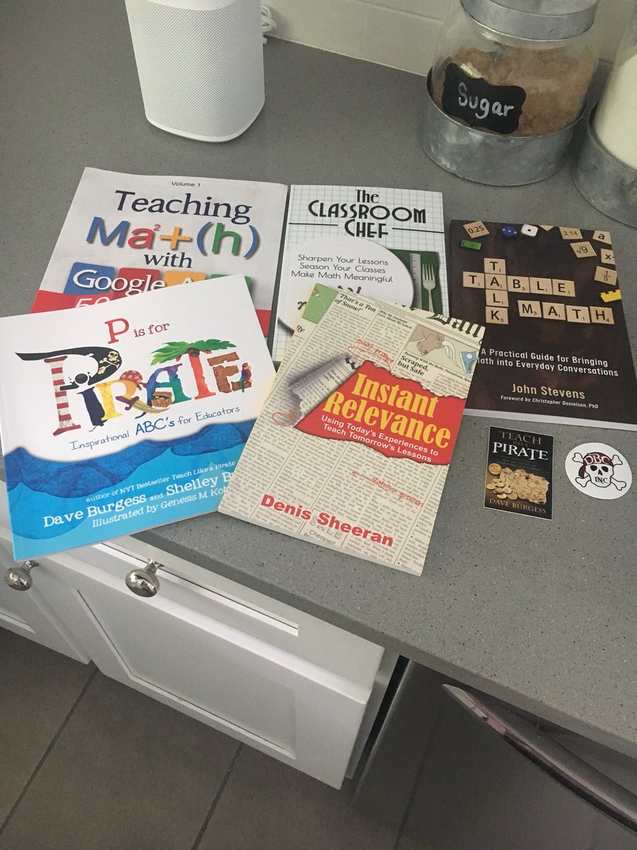 mrsyohePOB's tweet photo. Look at all these books! @burgessdave is the best! @dbc_inc @burgess_shelley @alicekeeler #TeachingMathwithGoogleApps #TheClassroomChef #TalkTableMath #PisforPirate ➗✖️☠️ https://t.co/y2rqGginRQ