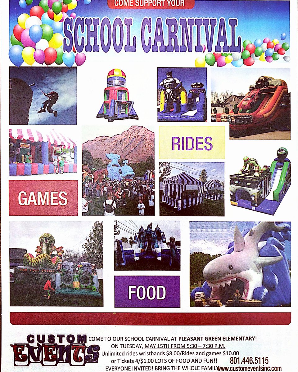pgptaut's tweet photo. Our Spring Carnival is on Tuesday, May 15th from 5:30-7:30 pm at @PleasantGreenEl.  Unlimited rides wristband is $8, rides &amp; games $10 or tickets are 4/$1. Everyone invited! Bring the whole family! #pgptaut #springcarnival https://t.co/LH1HZoszjF