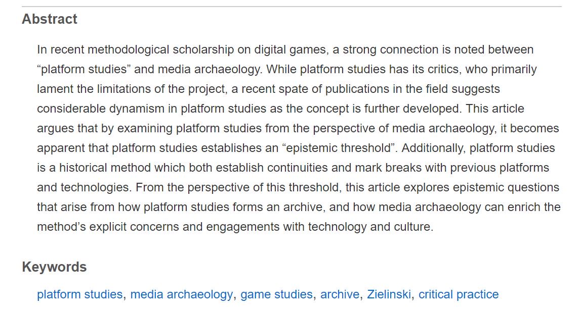 In the latest #gamesandculture @juspar and myself on “Platform Studies’ Epistemic Threshold” journals.sagepub.com/doi/abs/10.117… #gamestudies #platformstudies