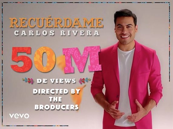 “Recuérdame” llegó a los 50M de views 🤜💥🤛 Directed by The <a href="/broducers/">Broducers</a> 🎬 <a href="/_CarlosRivera/">Carlos Rivera</a> <a href="/pixarcoco/">Disney•Pixar's Coco</a>