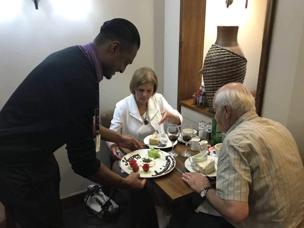 pi_waterloo's tweet photo. Guest Celebrating 40th Wedding Anniversary, Why Not Do A #WaterlooWOW To Create Memories That Will Last A Lifetime.. Our Host @AliShahin04 Surprising With A Bottle Of Merlot & Desserts✨
#WaterlooSquad
@SDEBDD @LauraEvans81 @J_K_H_A_N @lucymurphyxx @Sam8791A @IndreMast l https://t.co/o5NLnHcDJ6