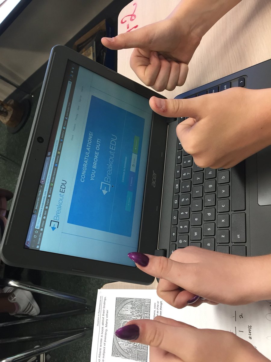 intersvusdcoach's tweet photo. Overheard in Mrs. Churchills’s class “when you figure it out, it’s awesome!”  Loved hiding a clue by the knight. @breakoutEDU @RSMIntPrincipal https://t.co/jlQCRTYO1P