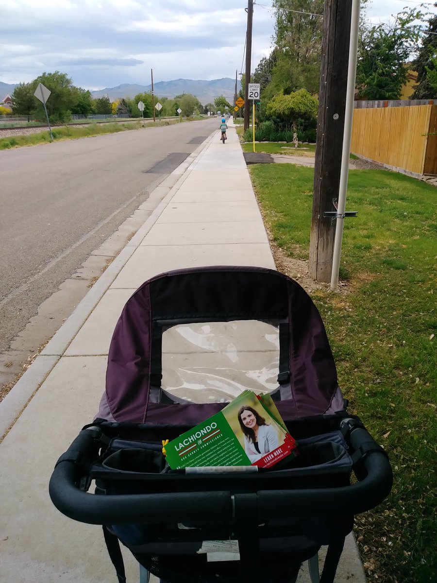 rachelgoochey's tweet photo. Just an average walk to first grade pickup, passing out @Lachiondo4Ada cards as we go. The primaries are so close and I can't wait to vote #Lach4Ada! #strollerbrigade https://t.co/vhAbToQVfZ