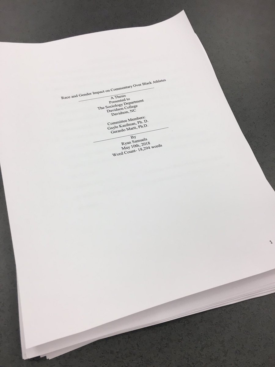 RyanSamuels56's tweet photo. 89 page later, my thesis is officially done. Canβt believe it. Two years of work put into this thesis. So relieved and proud of it. TIME TO OFFICIALLY GRADUATE! WOOHOO! π#DavidsonClassof2018 https://t.co/pm8c7Q0QBq