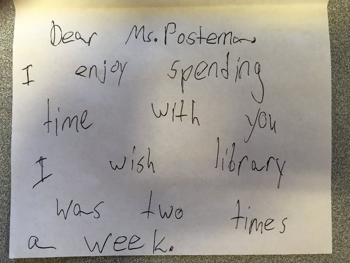 mrspostema's tweet photo. This note from an Angell student made Teacher Appreciation Week great for this school librarian! https://t.co/lPafVEEshY