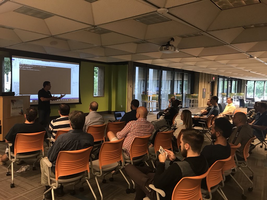 ONETUG's tweet image. Kicking off tonight’s meetup with @MaxTrinidad from on #PowerShellCore thanks sponsors #Intellitronics @TechjobsOrlando @MelroseOrlando