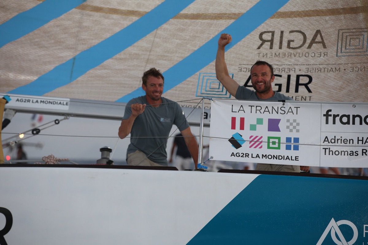 La grande victoire d'Adrien Hardy et <a href="/ThomasRuyant/">Thomas Ruyant</a> sur @AG2RLMTransat ! #enorme #bravo