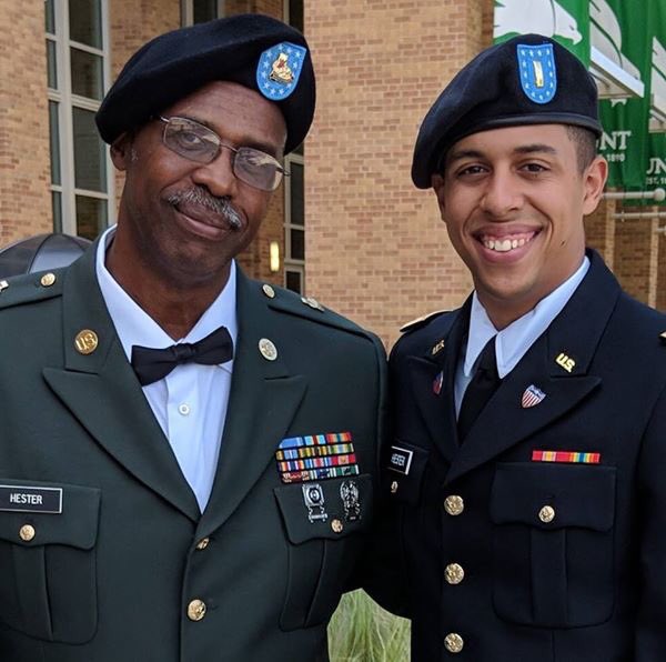 UNTLambdaChi's tweet photo. We’re incredibly proud of Brother Abe Hester, who was sworn into the National Guard today. First salute was from Abe’s father. #LCAMade https://t.co/P8P9zddK1d