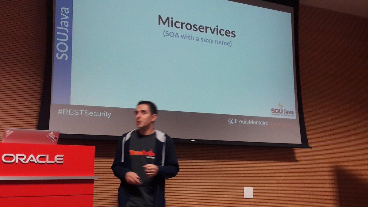tsegismont's tweet photo. The @soujava evening starts with @JLouisMonteiro talking about #RestSecurity ! https://t.co/jxKr2iRgWQ