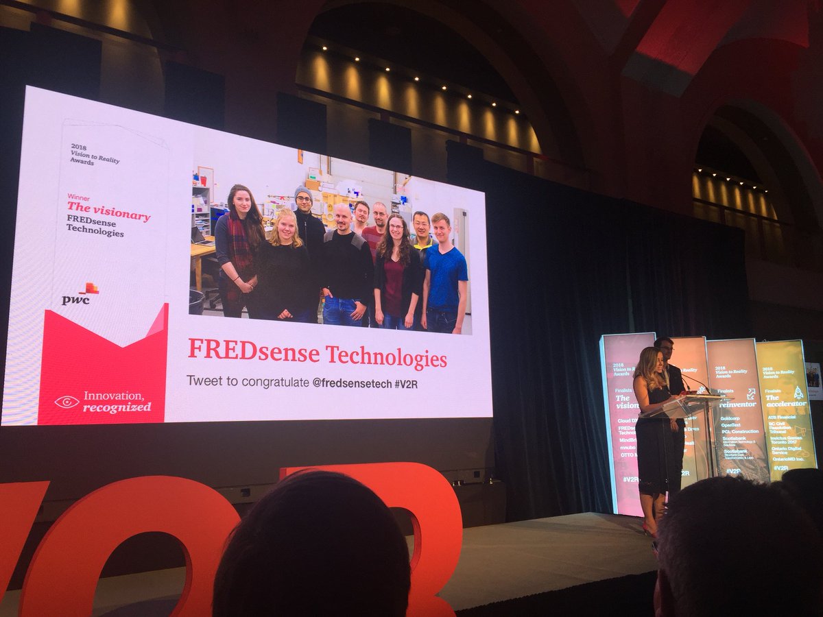 fredsensetech's tweet photo. So excited and honoured to be chosen as the winner of the Visionary category at PWC’s vision to reality awards! #V2R https://t.co/iuqnlCbuPe