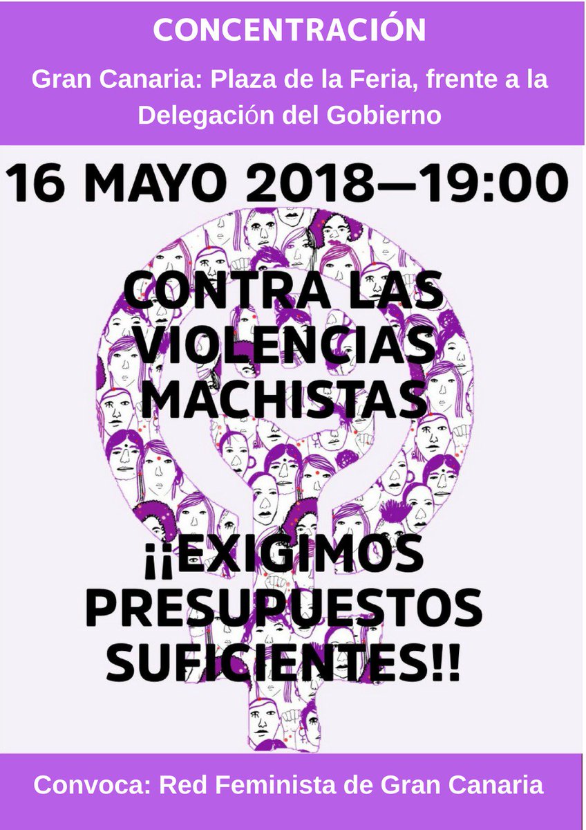 MujeresDeporCan's tweet photo. CONCENTRACIONES 16M en La Palma, Tenerife, Gran Canaria y Lanzarote. Por unos presupuestos suficientes contra la violencia de género #AlertaFeminista16Mayo https://t.co/inDFSxUygR