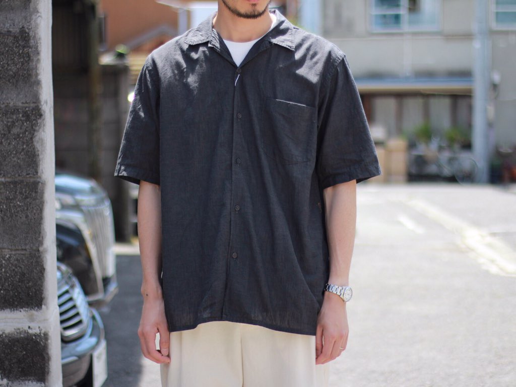 comoli 21ss ベタシャンオープンカラーシャツ Black size3