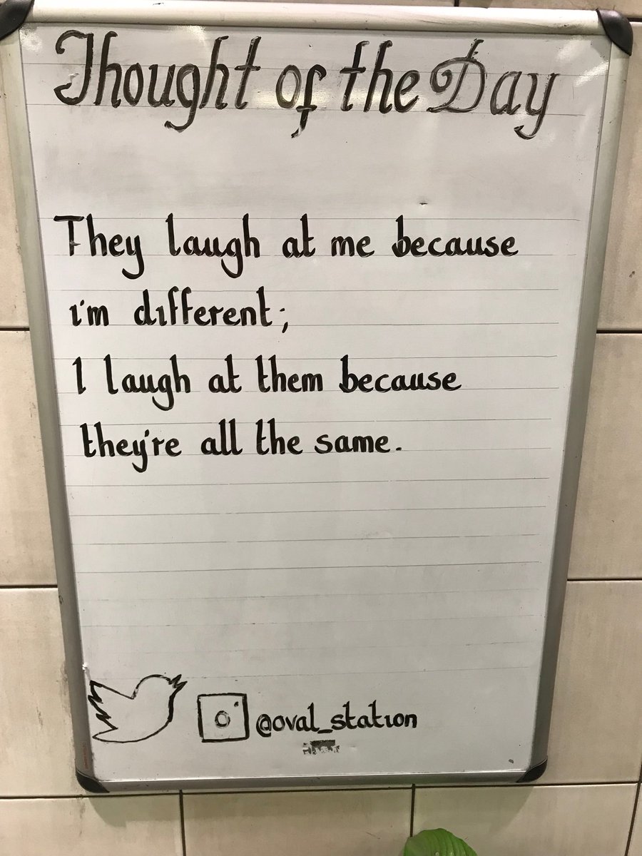 Oval_station's tweet photo. Friday 11th May Thought Of The Day From Oval Station, thank you @skywest1515  and her amazing dad @SkyTheBook15 https://t.co/R9UaYMGF8O