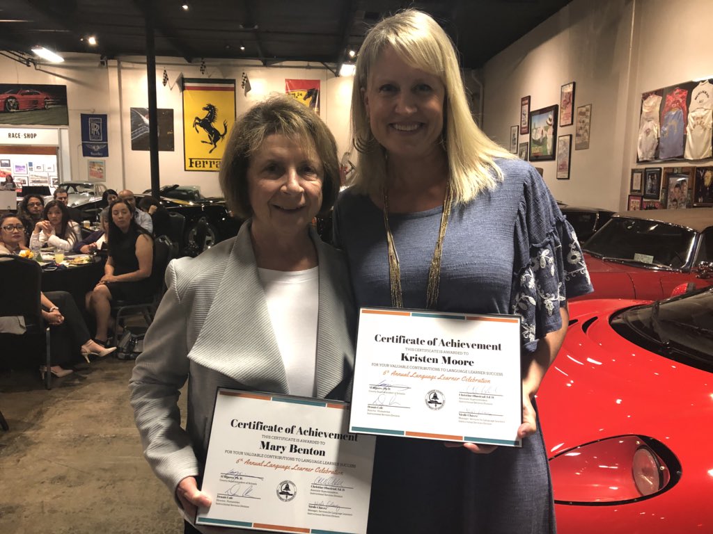 OCDEHumanities's tweet photo. Instructional leaders &amp; #EmergentBilingual advocates Mary Benton &amp; Kristen Moore @SVUSDSchools are recognized for their efforts #OCDELLCelebration https://t.co/eBbRiTt4Jh