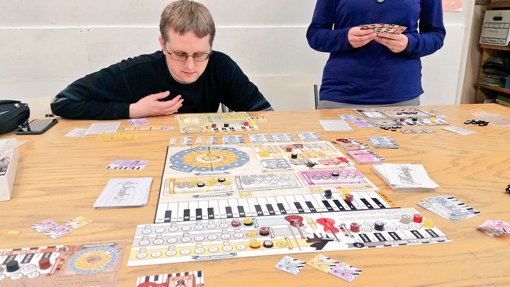 CohortVIIIGames's tweet photo. Got in a good initial playtest tonight of a new solo/coop, press-your-luck, dice placement game I just started work on in the Ratfink universe. Also got in a good 1st Semester of play in #Motif at @RainyDayGames #FreshGames. Motif is feeling good just needs some minor UX fixes. https://t.co/wtmMOK21Re