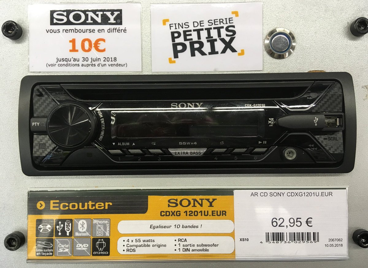 NorautoBeynost's tweet photo. Bon plan chez #Norauto #Beynost
Bonne nouvelle 1 : l'autoradio CDX-G1201U passe de 89.95€ à 62.95€
Bonne nouvelle 2 : #Sony vous rembourse 10€ en différé jusqu'au 30 juin
Mauvaise nouvelle : il ne nous en reste que 8
+ d'infos : https://t.co/AgRDnhNJAr https://t.co/GsWIZivype