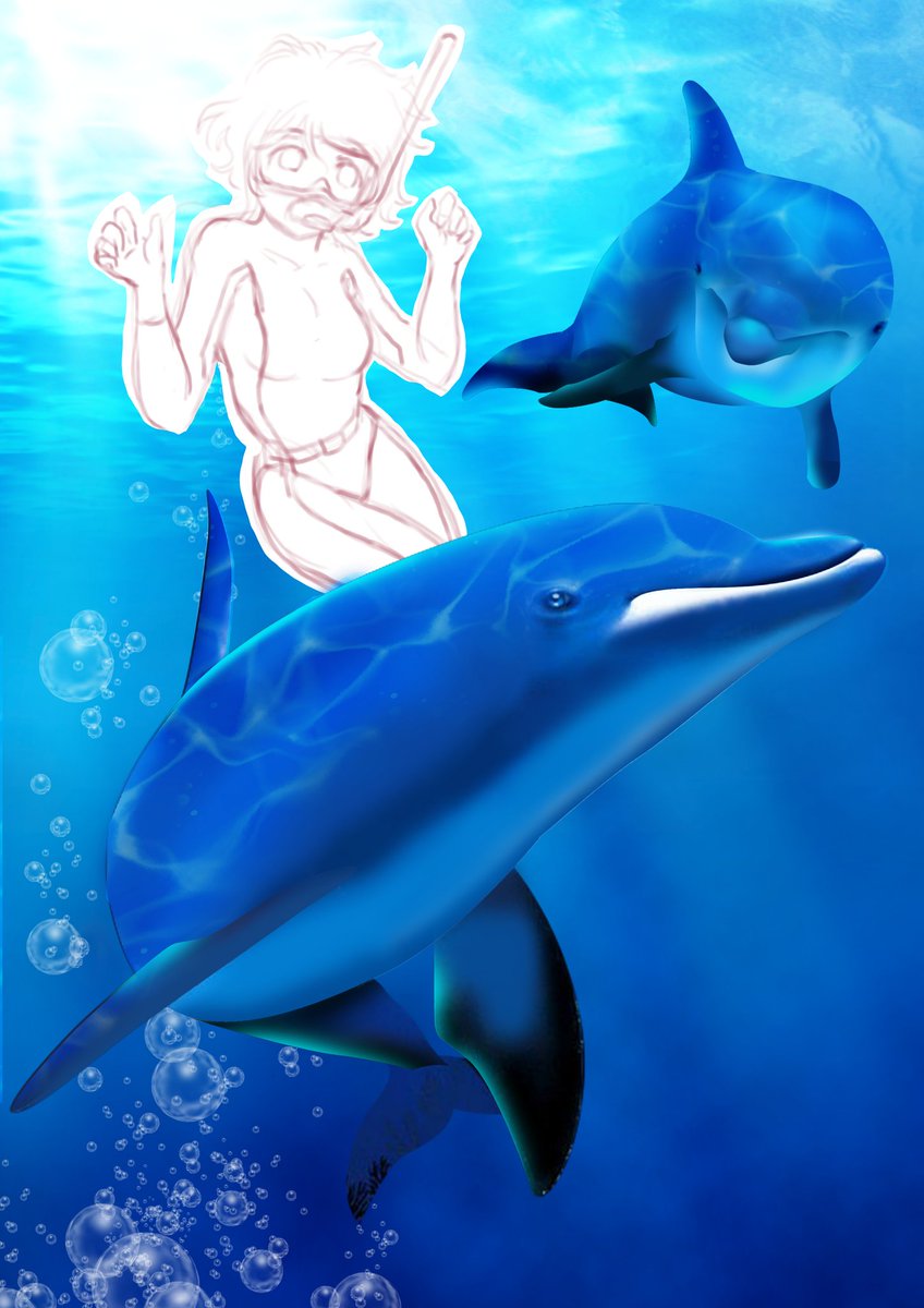 Teikun コロナ自粛です Auf Twitter こんなイラスト描いてます 曜ちゃんがいいのか果南ちゃんのほうがいいのか ウエットスーツがいいのか 水着のほうがいいのか 悩み中 イルカは仕事で描いたもの