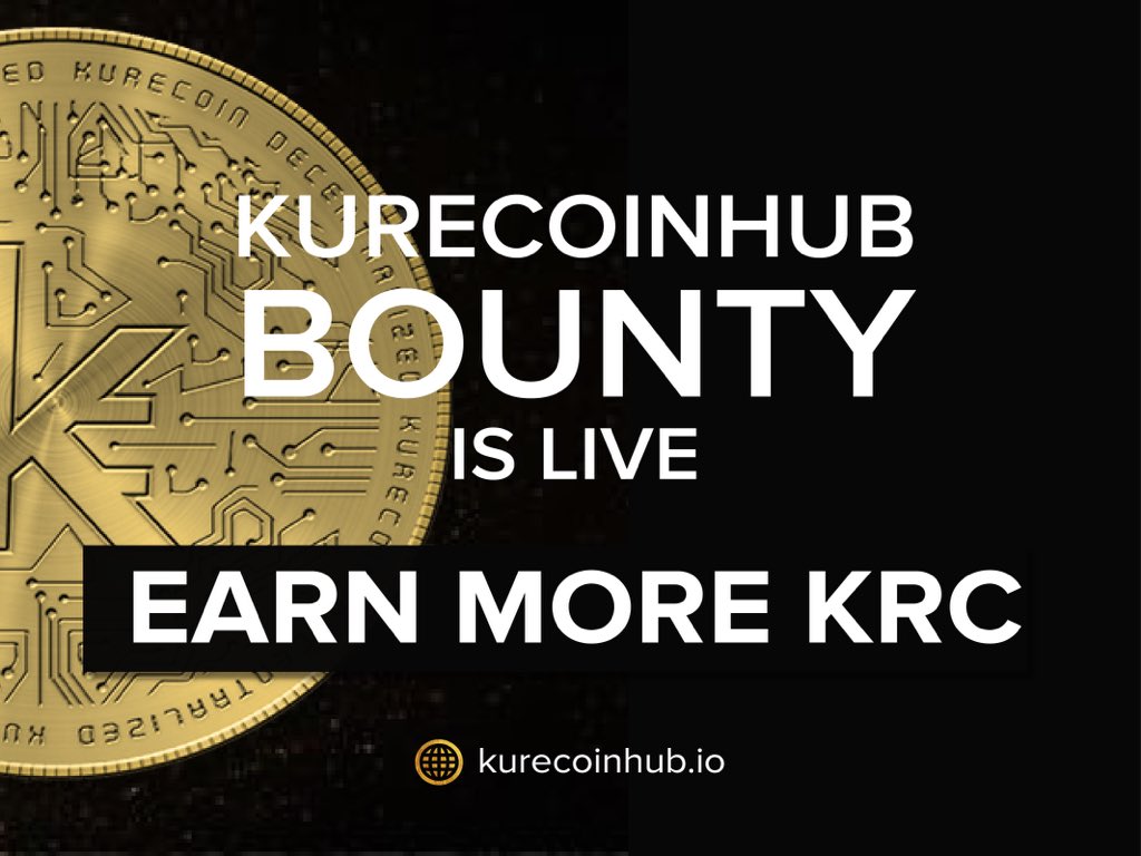 Participate on Kurecoinhub bounty campaign now to earn more KRC:  alpha.bounty0x.io/hosts/KureCoin

Airdrop: t.me/KureCoinHub_Bot

Join our ICO whitelist: kurecoinhub.io/app/whitelist
.#kurecoinhub
#krc #eth #cryptocurrency #bounty_hunter #airdrop #cryptoinvestor #bounty0x #BountyCampaign
