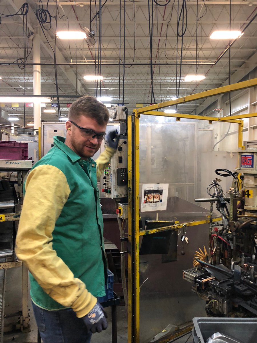 CCJHS educator Luke Lemons experiencing work as production technician at Arvin  Sango. Thanks for your district representation in the  externship-#ccjhseaglepride, image size:900x1200