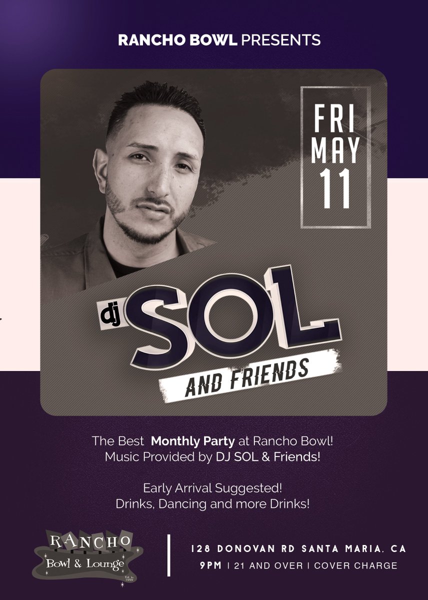djsol's tweet photo. Catch me back at @RanchoBowl this Friday Night! #SolandFriends 🔥💃🏼
Make plans to join us. #santamaria #thisbangs https://t.co/Q4ZRLAXx6a