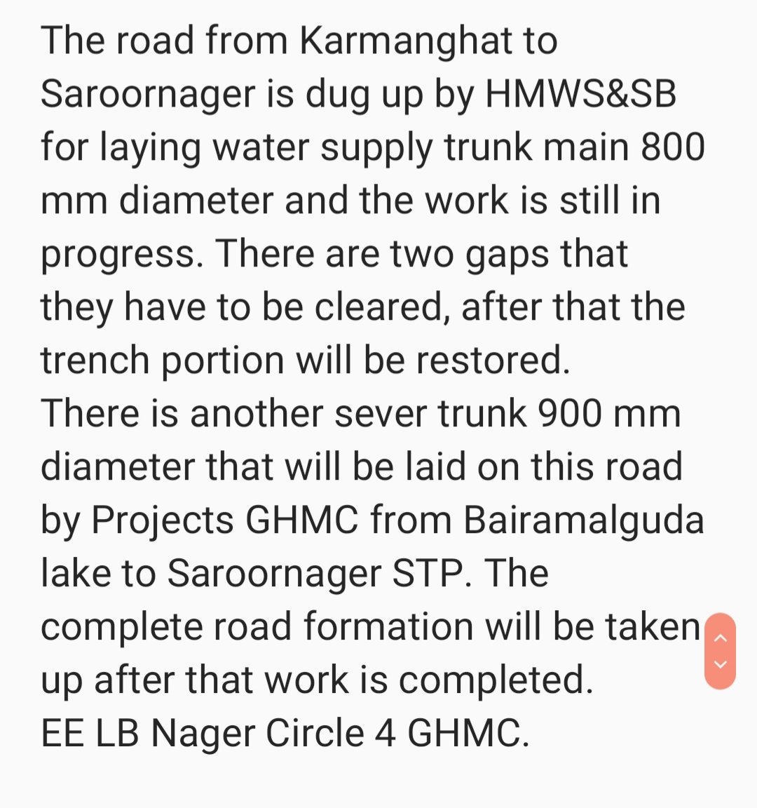 EE_LBNagar's tweet photo. @saikanthonline @KTRTRS @arvindkumar_ias @zcez_ghmc @bonthurammohan @DC_LBNagar @CEMaint_GHMC @KTRTRS https://t.co/6nhiouYlQY