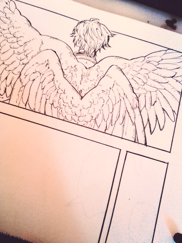 吹き出し入れるコマだというの忘れて全面絵描いてしまった………吹き出しはデジタルでいれよう………
しっかし後ろ姿だとポーズとらせても全部隠れてしまうのネックすぎる 