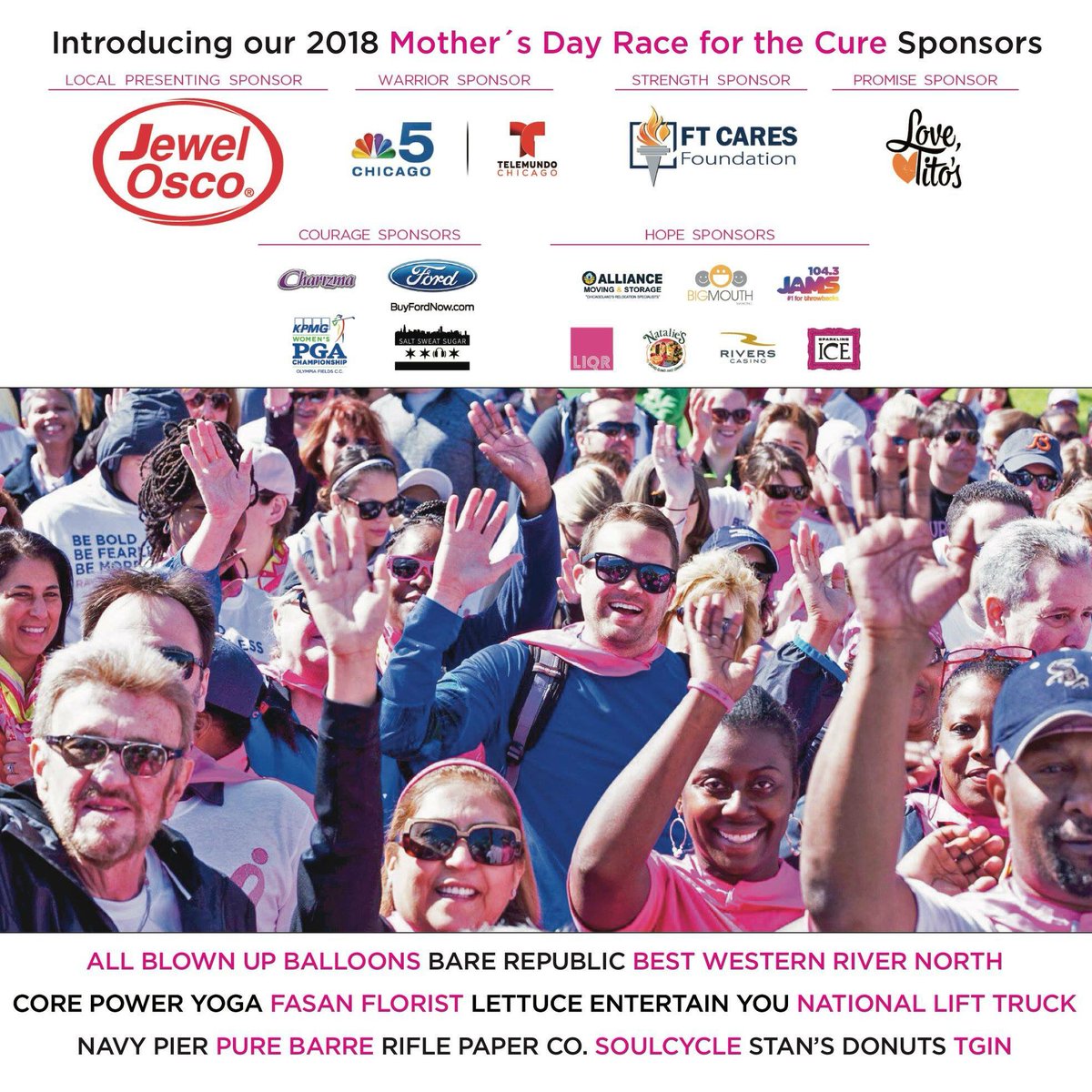 komenchicago's tweet photo. Thank you to all of our Mother's Day #RacefortheCure sponsors! We wouldn't be able to do it without your generous support. #RFTC
___
#KomenChicago #Chicago #SusanGKomen #Komen #breastcancer https://t.co/shyzNI0xpw