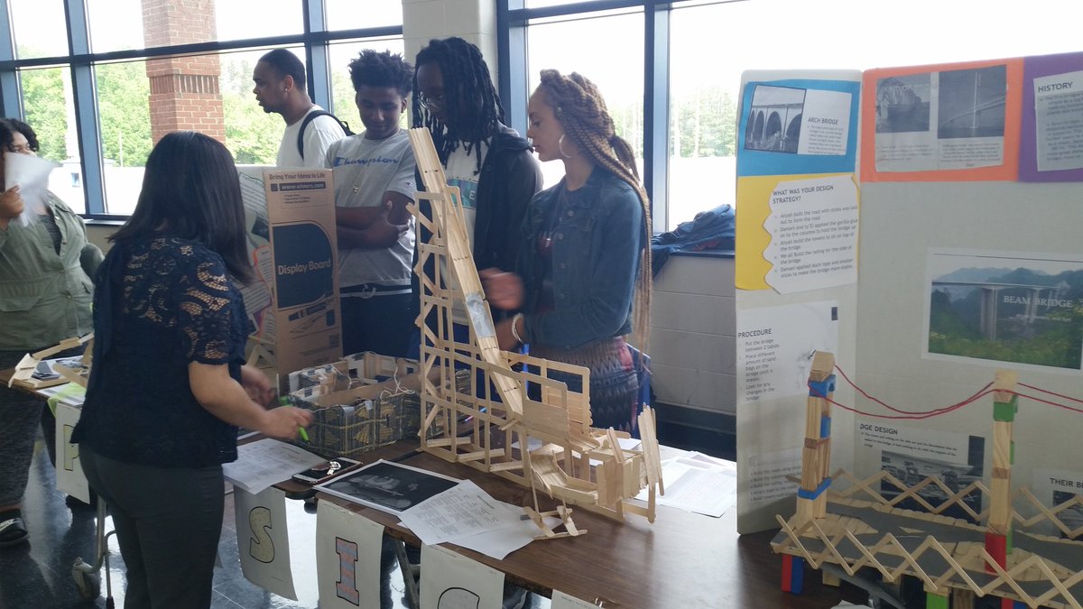 JcabildoL's tweet photo. Physics projects exhibit at BHS cafeteria.  Students  and teachers  actively  participating  during the group  presentations #science is life@BHSBULLDOGSBCPS https://t.co/dPspSnaNhH