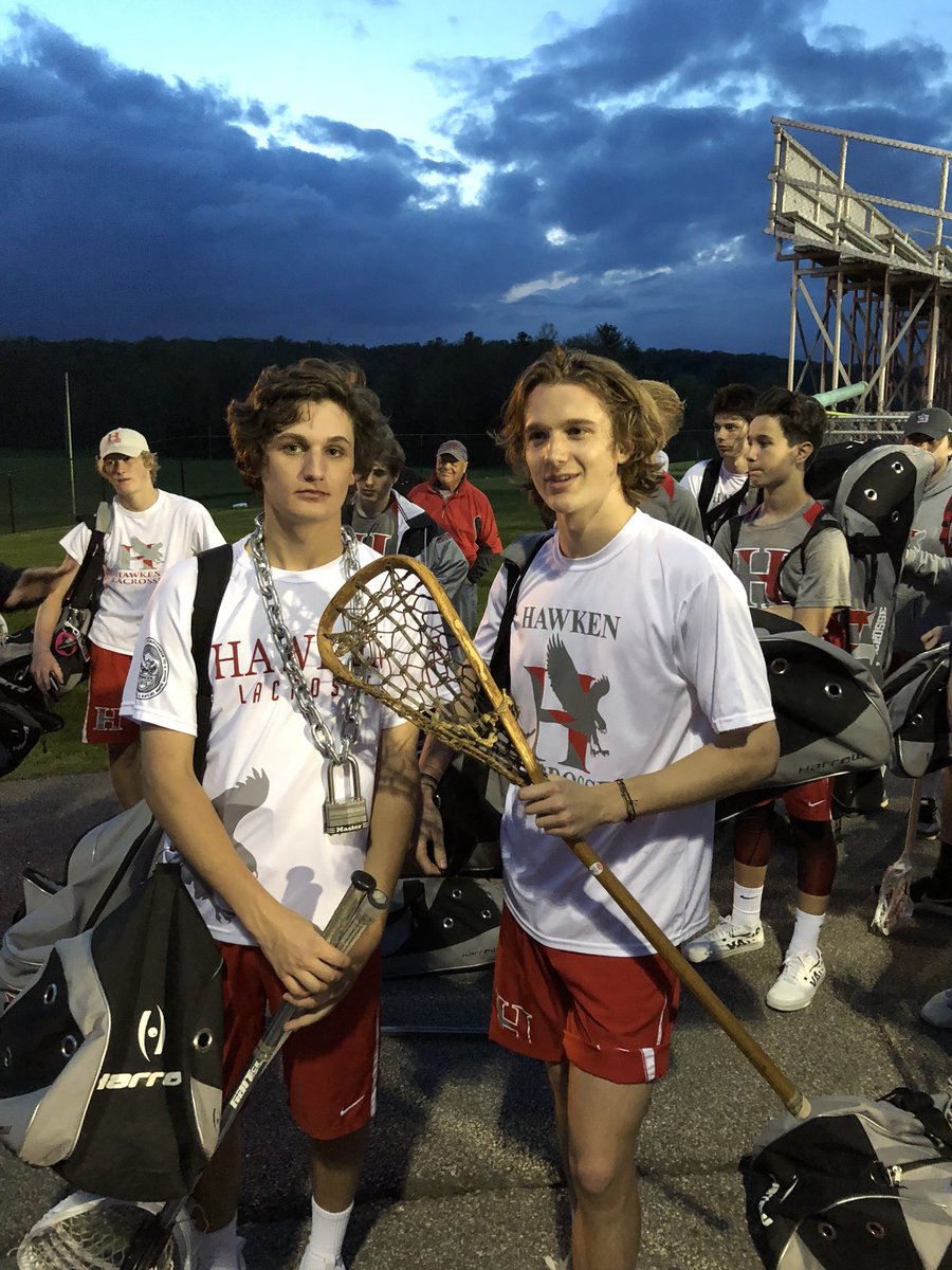 HawkenBoysLax's tweet photo. Jack Gole gets the lock-down chain and Jack Kelly gets the game MVP stick! #JackSquared #GoHawks https://t.co/1hMiQodj8V