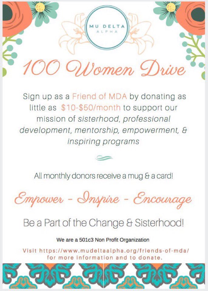 MDAdenton's tweet photo. Remember that we are still having out 100 Women Campaign. Where just 100 women (or more) can come together and put forward just $10 a month, and make the biggest difference in our organization. Please support us in out endeavors or changing our own narrative. https://t.co/F1IOzDfGdJ