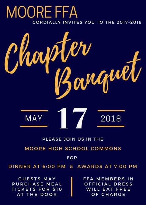FFA_Moore's tweet photo. The Moore FFA Banquet is only one week away! Join us next Thursday as we celebrate the achievements of our fantastic students! https://t.co/l5wnQhyY44