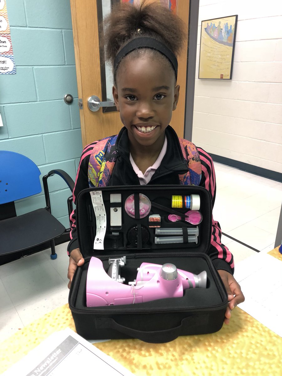 PoincianaStem's tweet photo. This happy 🐼 won a microscope kit for working her hardest on the FSA! #pbsworks @mariabishop4 @southPbcsd https://t.co/Cz82ZFPVlD