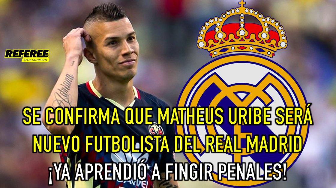 SoyReferee's tweet photo. Matheus Uribe cada vez más cerca del Real Madrid 😂 https://t.co/DUyXdTxUi8