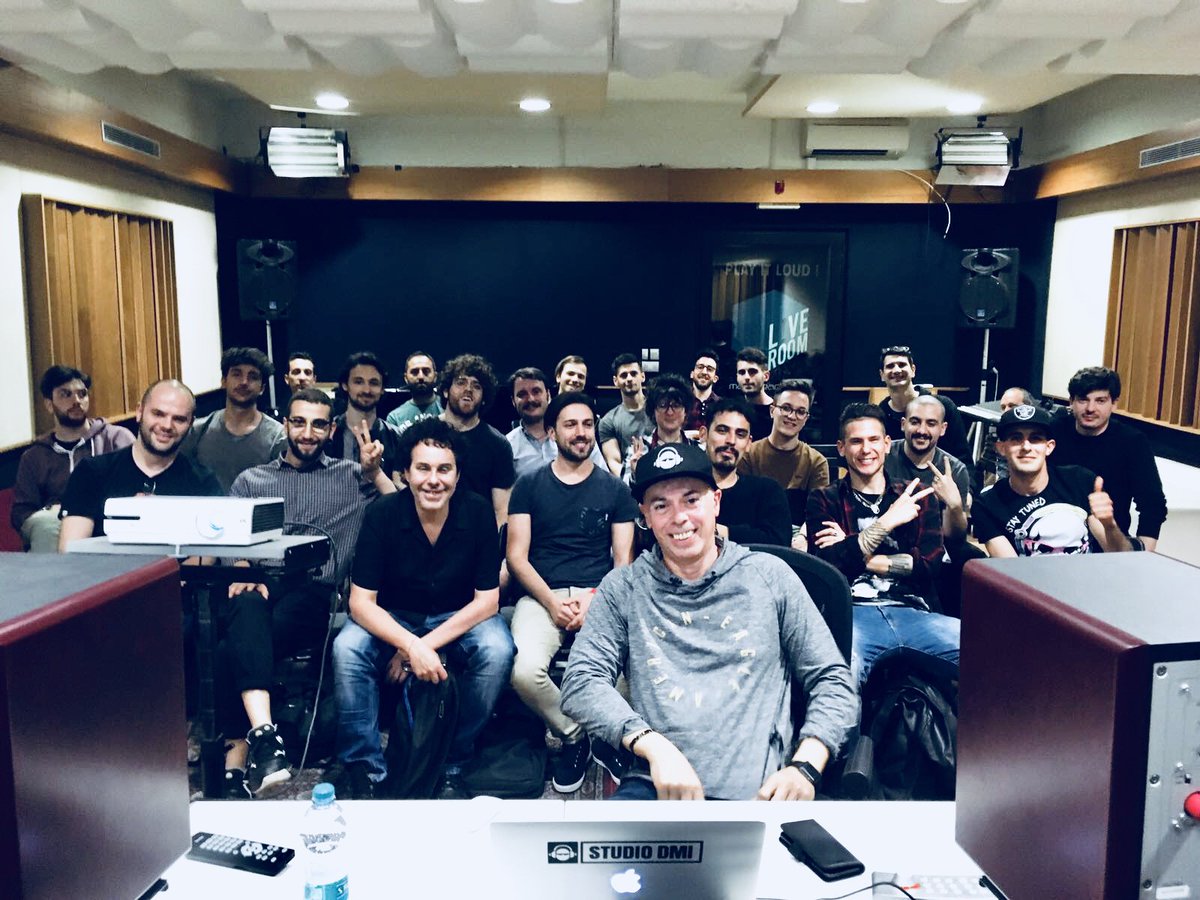 StudioDMI's tweet photo. Day 1 of the Advanced Producers Mixing workshop (Behind the Mix) was a success! Who’s ready for day 2 tomorrow?

#AdvancedProducersMixingWorkshop #Milano2018 #TheMusicALLIANCEAcademy #MAA #LucaPretolesi #StudioDMI #DangerousMusic #MatAcademy #MakeMusicBetter #MMB https://t.co/F7cYVjnERx