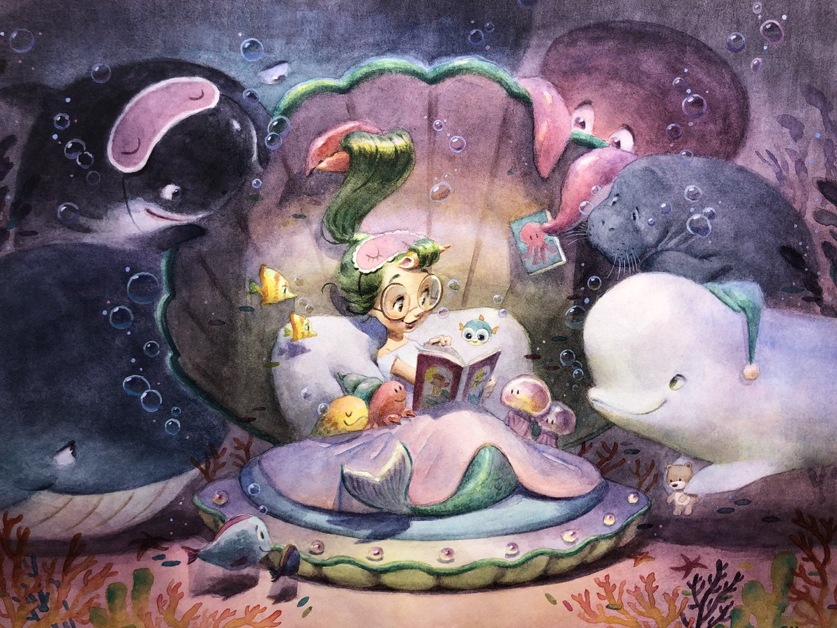 chrishongart's tweet photo. New watercolour piece for #Mermay! Will be available as a print first at Anime North☺️✨ https://t.co/20bIRmYXat