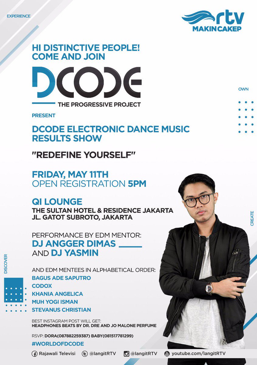 DJ_Yasmin's tweet image. Hai Distinctive People, aku ngajak kalian utk hadir di showcase 'DCODE THE PROGRESSIVE PROJECT' FIELD EDM PRODUCER. Ada performance dari 5 Mentees, @AnggerDimas &amp;amp; aku sendiri @DJ_Yasmin di @qilounge Jkt HARI INI, 11 Mei. Open gate 17.00 
#worldofdcode #dcodetheprogressiveproject