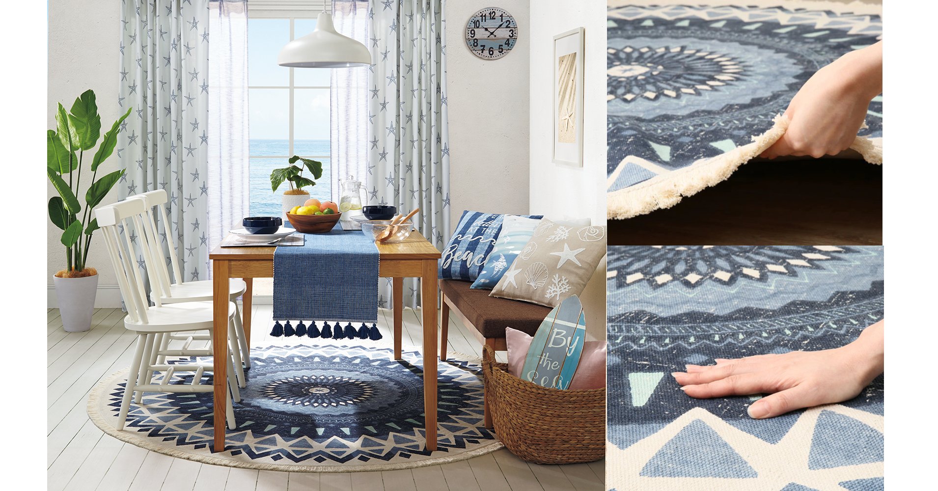 Nitori 在 Twitter 上 人気のラウンドタオルのデザインがラグになっちゃった お部屋に円形ラグ でアクセント ブルーの幾何学模様でデザインもかっこいい ウォッシュ加工なので 新品でもお部屋に馴染みやすい 円形ラグは部屋が広く見えるのも魅力的 T Co