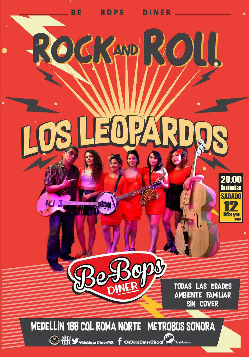 Estaremos en <a href="/bebopsdinermx/">diner</a>  este sábado 12 de mayo. Estaremos descargando #Rockabilly #Blues #Swing 
Entrada Libre - 20:00 hrs.
