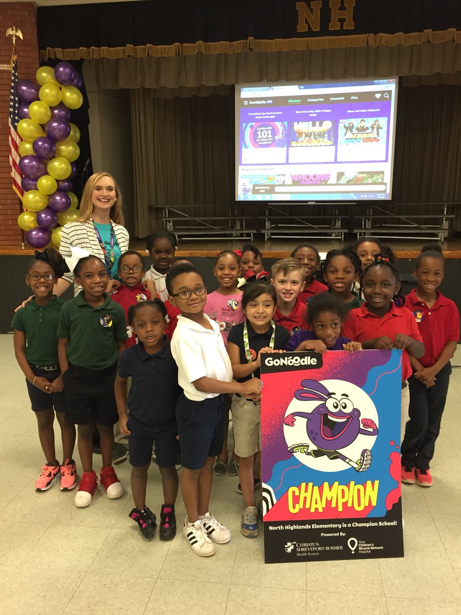 GoNoodleLayne's tweet photo. Superstar Shreveport Champions ⭐️ #NorthHighlandsElementary @GoNoodle pep rally ⭐️ #ChampionTeachers #ChampionStudents #ChampionParents #200,000+minutes @CaddoSchools #CHRISTUSShreveportBossier,YourChildrensMiracleNetwork https://t.co/weFBPQGhU2
