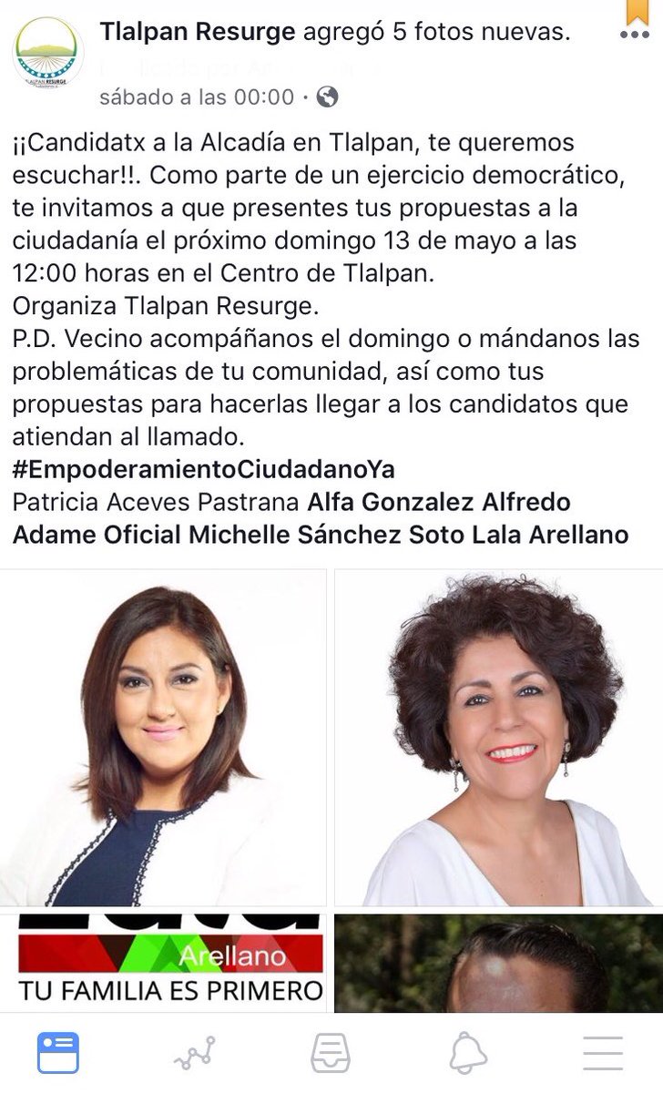 TlalpanResurge's tweet photo. Todo listo para este domingo 13 a las 12 hrs, estarán los candidatos a alcaldes en la explanada delegacional de #Tlalpan para dar a conocer sus propuestas.
*La invitación se se hizo a todos, veamos quienes tienen algo que decir a los tlalpenses y quienes no tienen ganas https://t.co/77N5rabigL